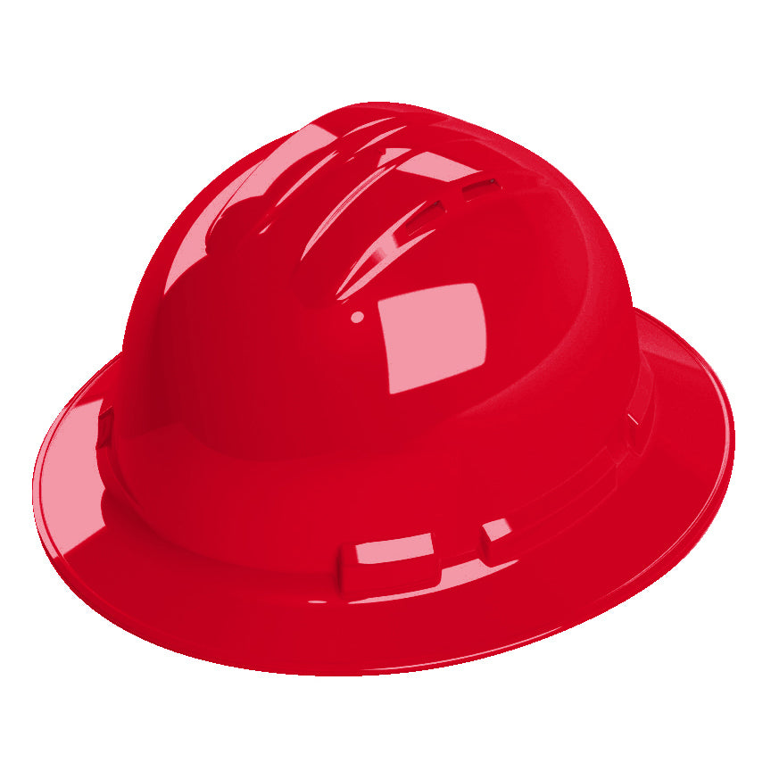 Full-Brim Style Hard Hat, 4-Point Ratchet Suspension, Class E and G, Vented, OSHA Approved Hard Hat