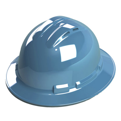 Full-Brim Style Hard Hat, 4-Point Ratchet Suspension, Class E and G, Vented, OSHA Approved Hard Hat