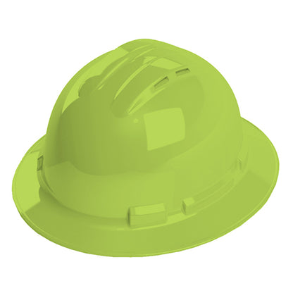 Full-Brim Style Hard Hat, 4-Point Ratchet Suspension, Class E and G, Vented, OSHA Approved Hard Hat