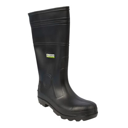 Cordova PB23 Black Boots with Black PVC Sole, EVA Insole, Plain Toe, Unlined, 16-Inch Length