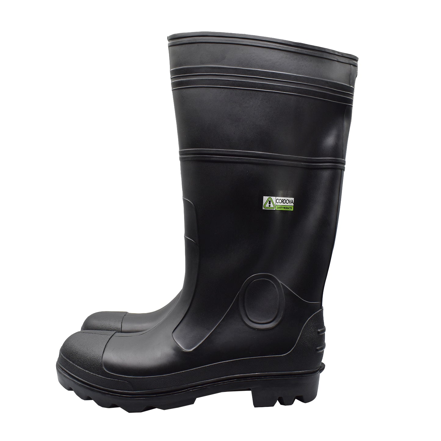 Cordova PB23 Black Boots with Black PVC Sole, EVA Insole, Plain Toe, Unlined, 16-Inch Length